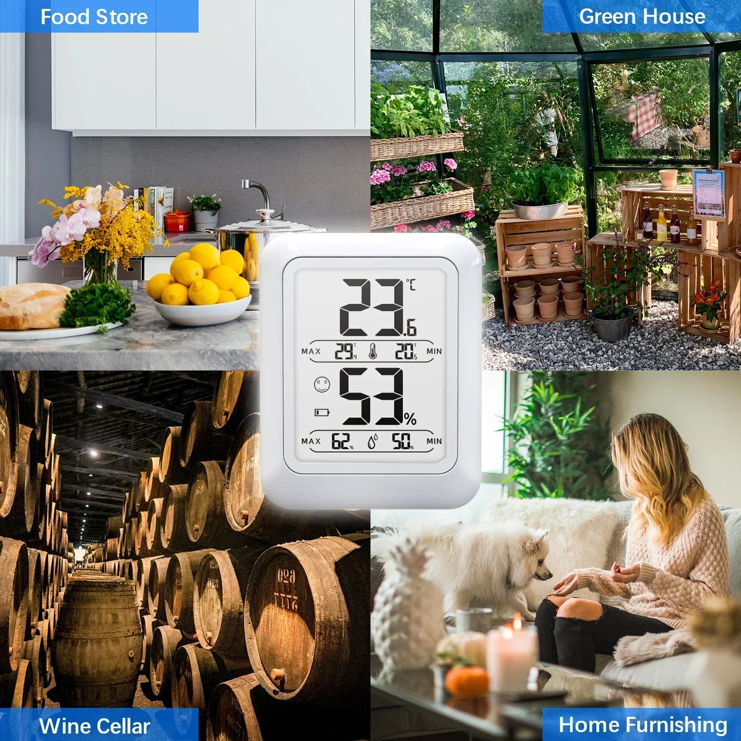 Nouveau thermomètre et hygromètre numérique électronique d'intérieur concis, température et humidité