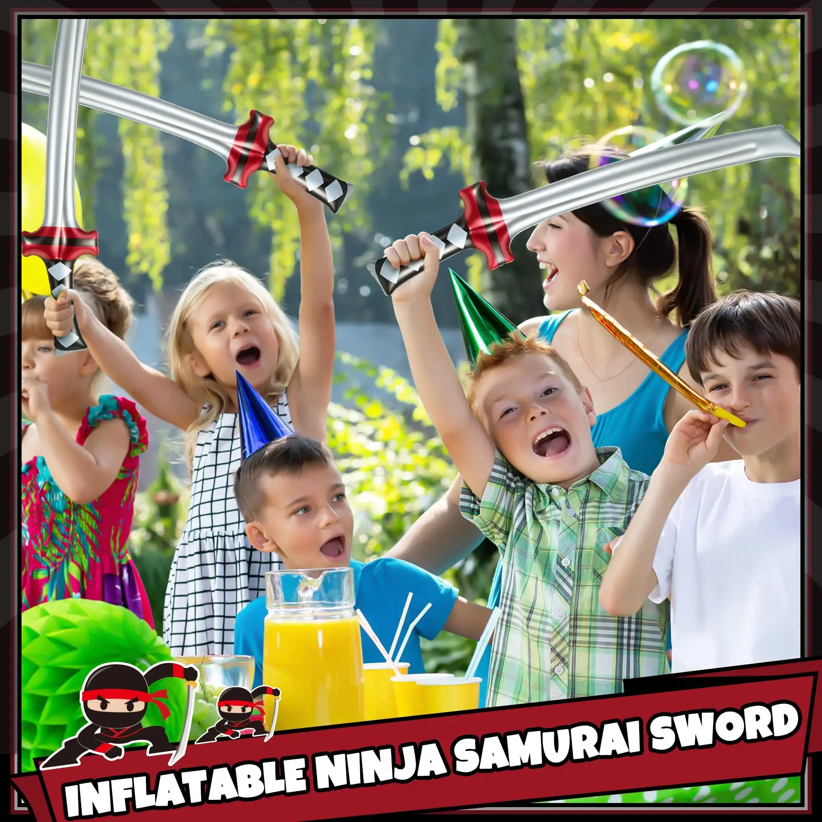 1-20sets Ninja Party Favors Karate Kids Headband Slap Bracelet Inflatable Sword Ninja Theme Birthday Gift Goodie Bags Stuffer view 4