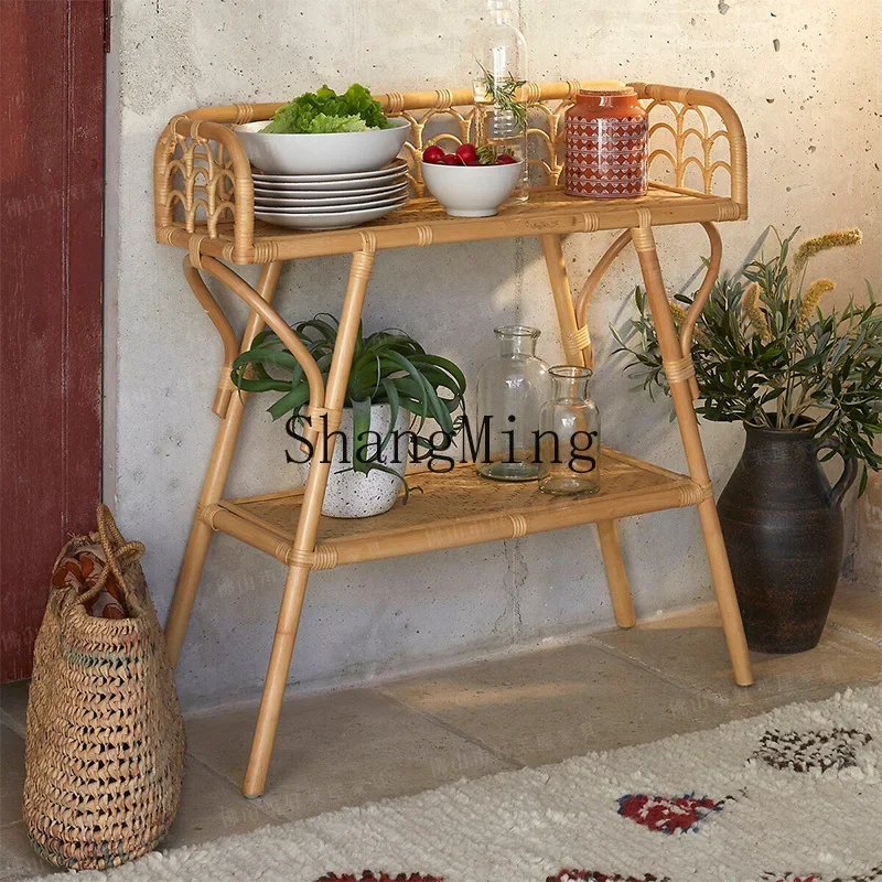 SM fashion exquisite rattan rack double layer household storage shelf storage basket two layers