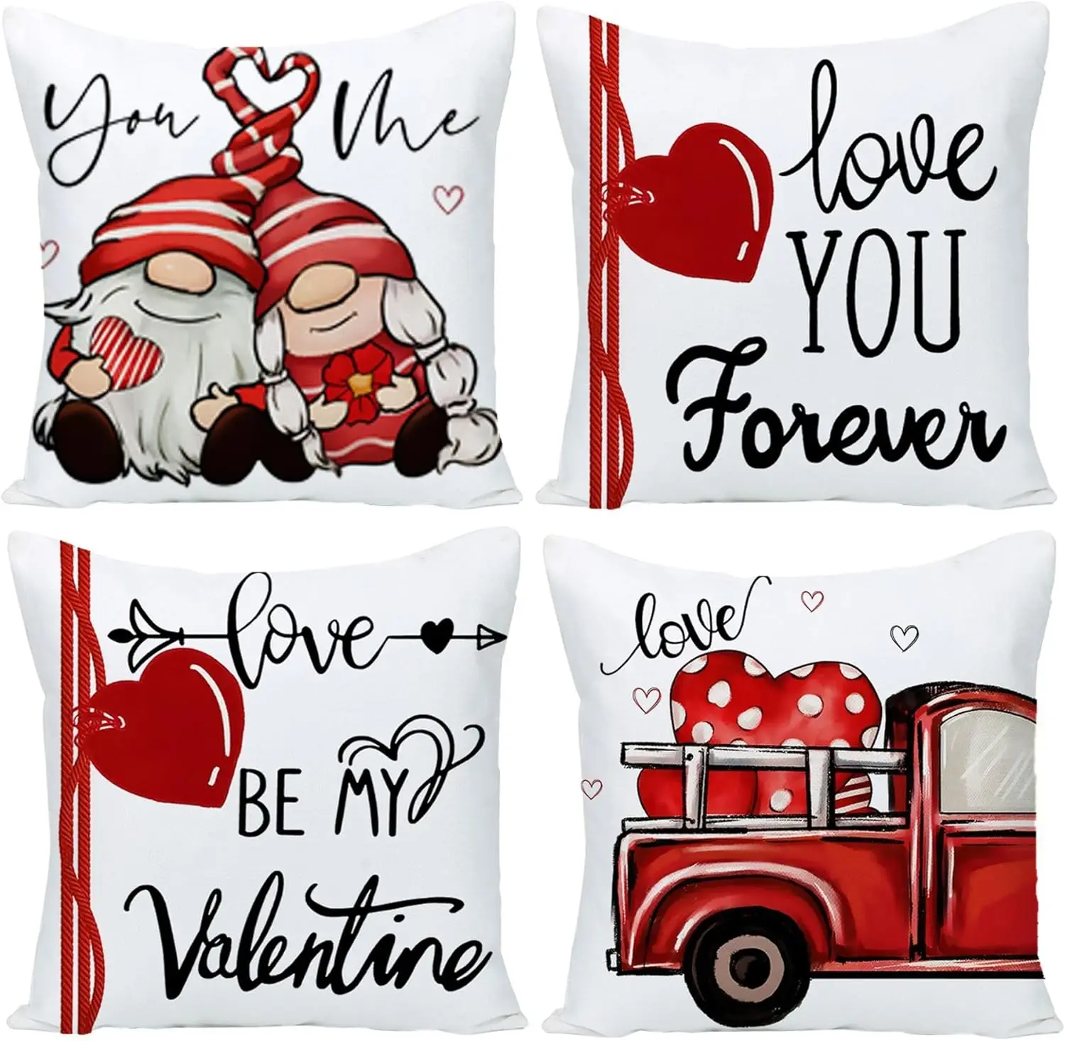 Love You Forever Red Valentines Day Pillow Covers with Be My Valentine Letters Decorative Cushion Cover for Home Bedroom Decor