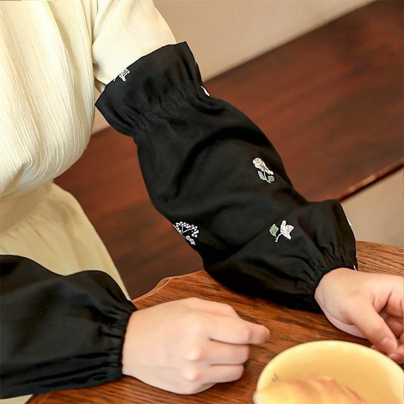 1 Pair of Embroidered Arm Sleeves with Adjustable Multi Color Elasticity, Simple Style, Suitable for Cleaning and Cooking