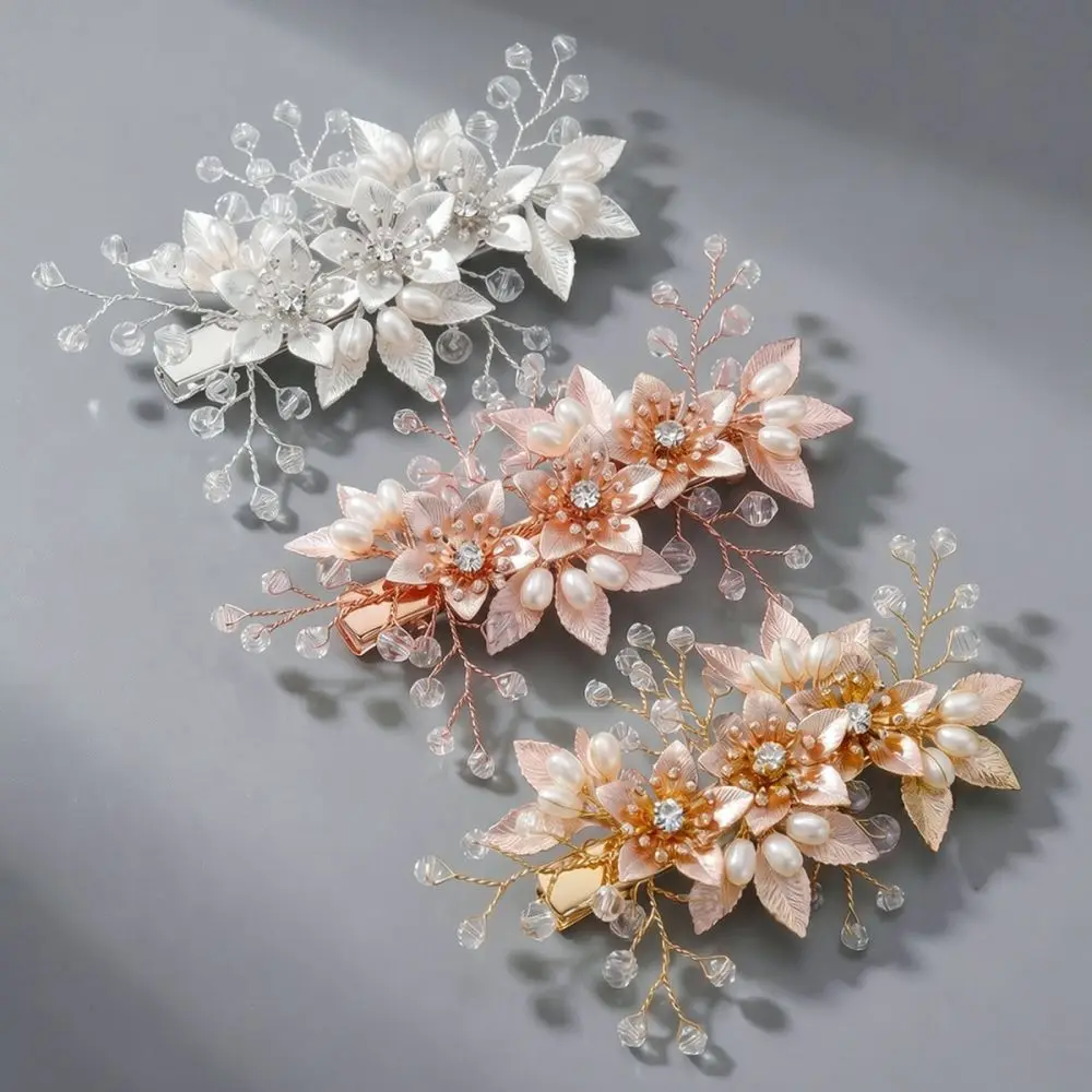 Bridal Pearl Flower Hairpin Handmade Elegant Vine Headpiece Wedding Evening Party Hair Accessories For Miallo
