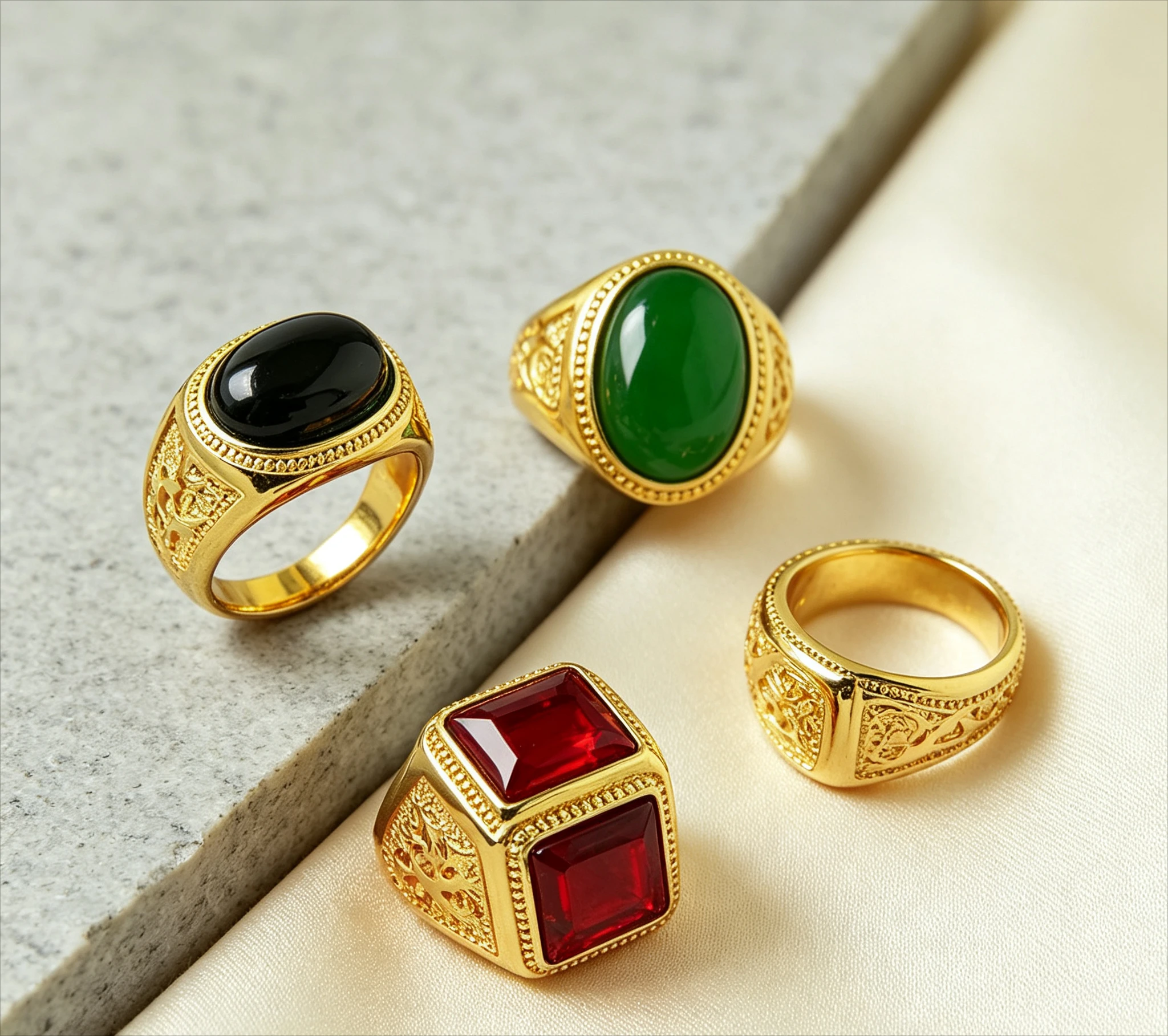 9999 Pure gold ring same style mens  real   agate Pixiu God of Wealth adjustable  inlaid jade jewelry  birthday gift