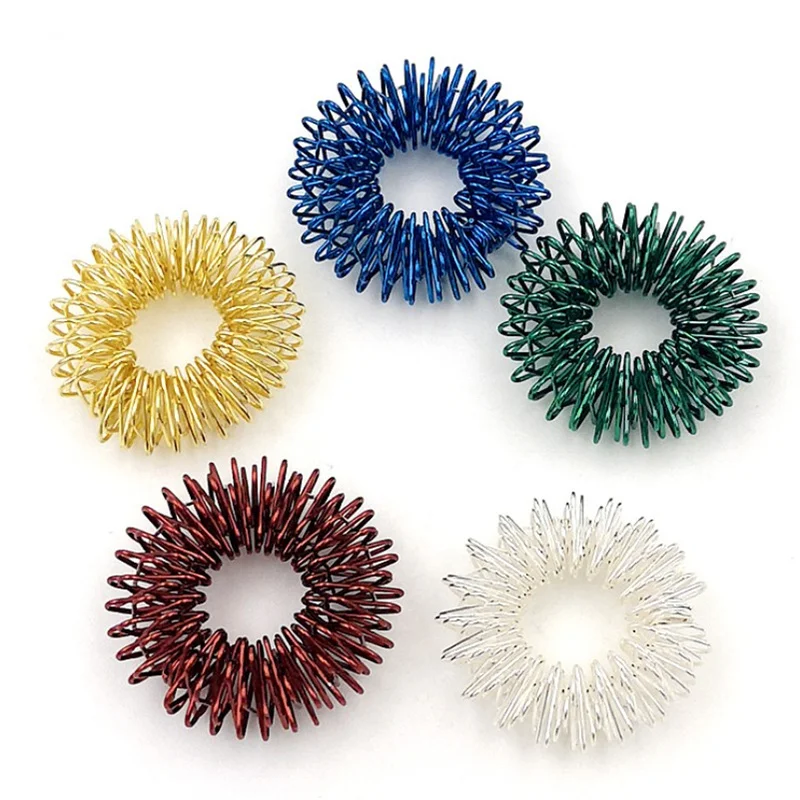 10pcs/Set Spiky Sensory Finger Rings Acupressure Ring Spikey Great Fidget Ring For Kids Adults Silent Stress Reducer Massager