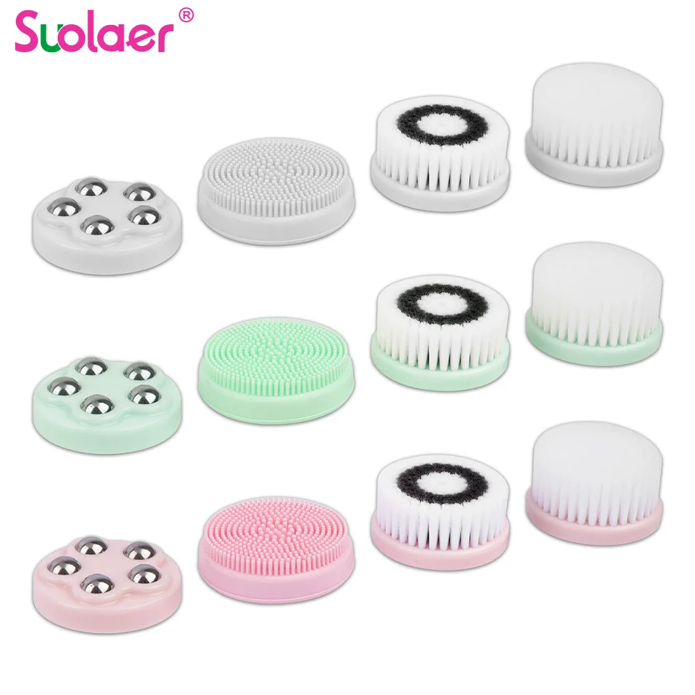 4PCS Replacement Brush Heads Facial Ultrasonic Cleansing Brush Head Massager Cleaner Face Deep Wash Pore Care Brush Heads