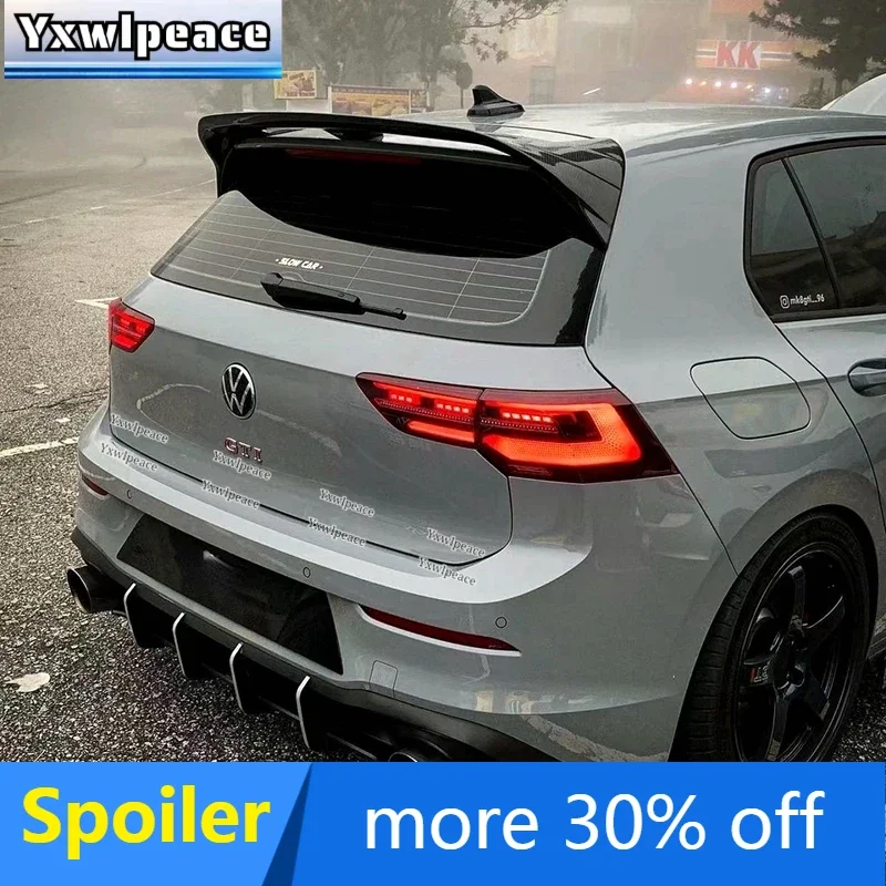 

For VW Volkswagen GOLF 8 MK8 Pro R-line GTI R 2020-2023 Spoiler ABS Black/Carbon Color Car Rear Roof Spoiler Trunk Lip Wing