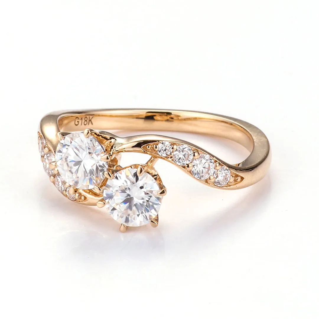 Provence Moissanite Promise Rings for Women D Color Toi Et Moi Rings with GRA Twisted Ring for Girlfriend Half Eternity Rings
