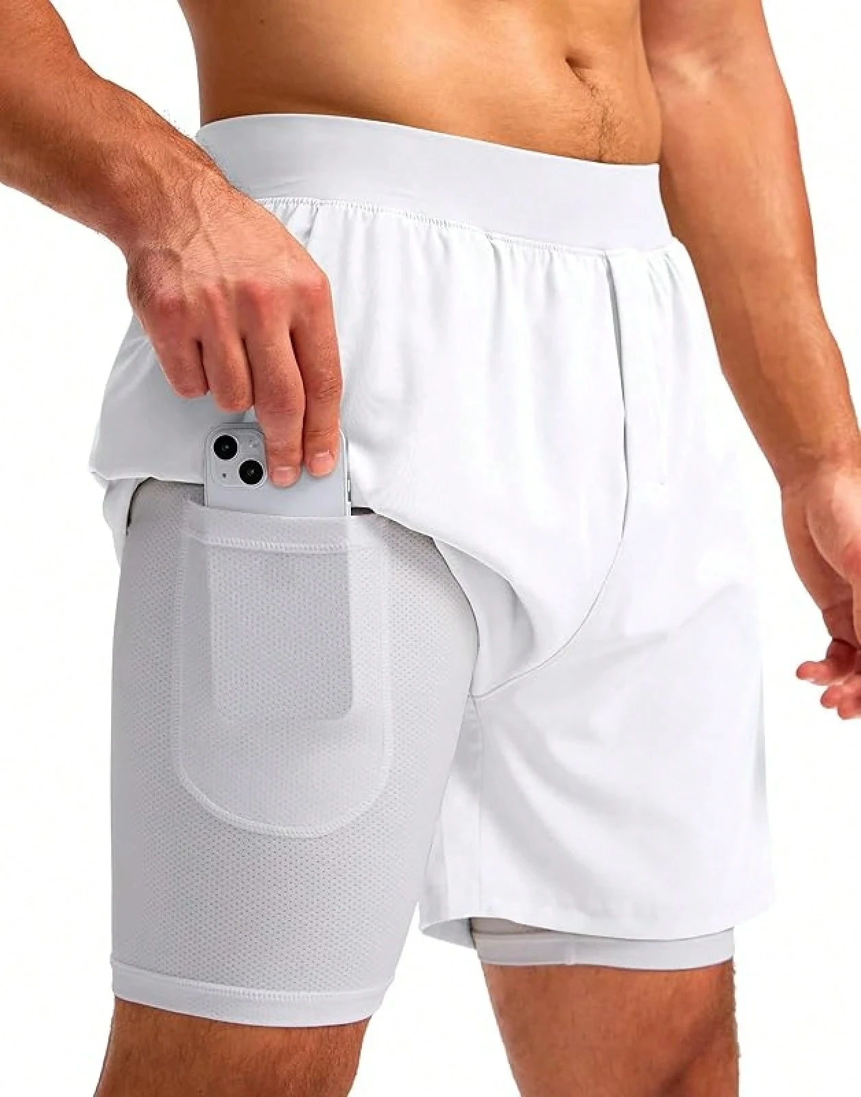 

Men's 2-in-1 running shorts, 5-inch quick-drying gym shorts, men's lined running shorts Streetwear men clothing short shorts