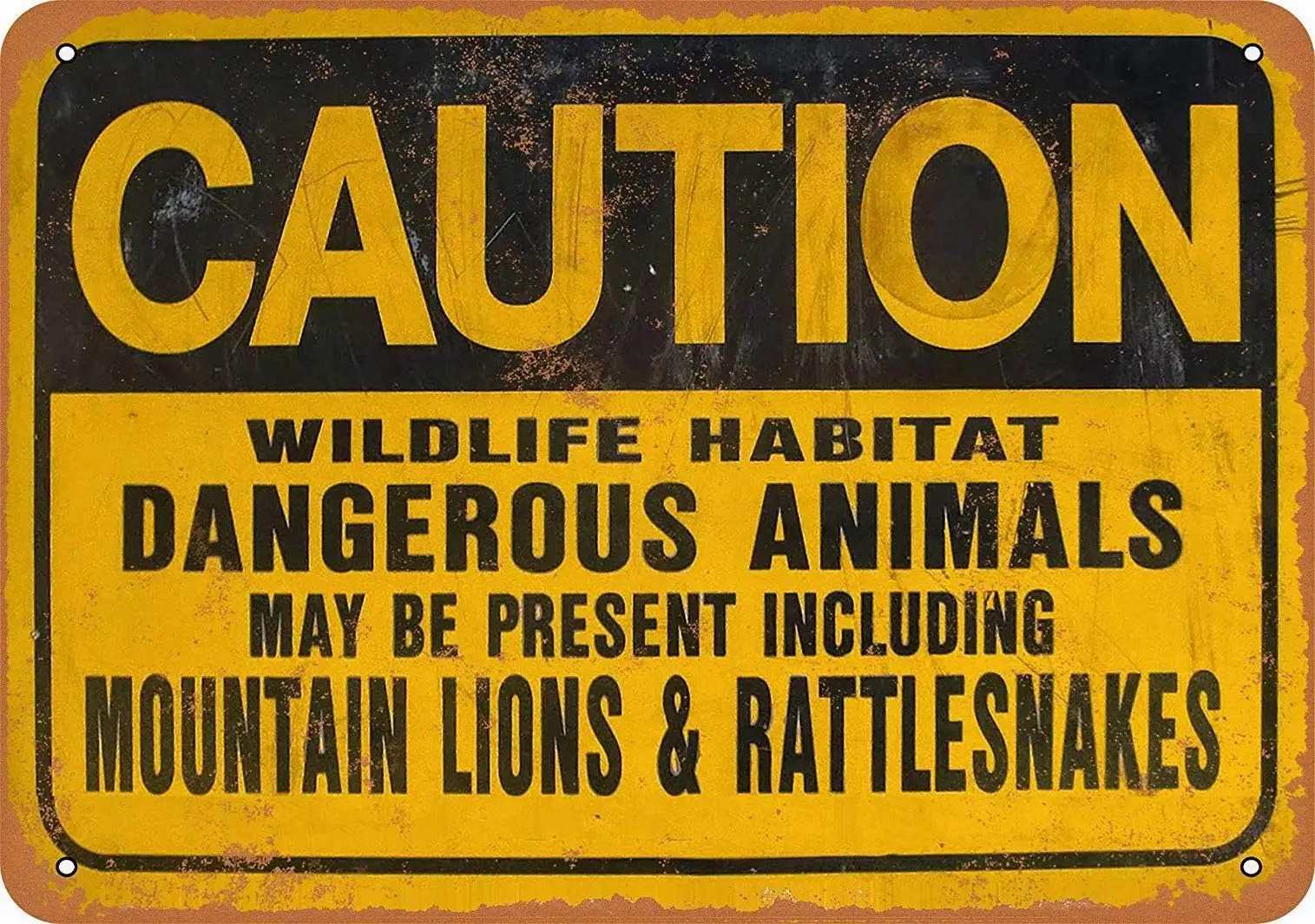 Fsdva 8 x 12 Metal Sign - Caution Mountain Lions Rattlesnakes - Vintage Wall Decor Home Decor