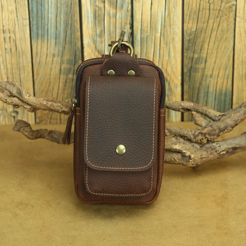 

Мужская поясная сумка из натуральной кожи, винтажная повседневная поясная сумка, мужская сумка через плечо высокого качества, сумка для мобильного телефона, сумочка