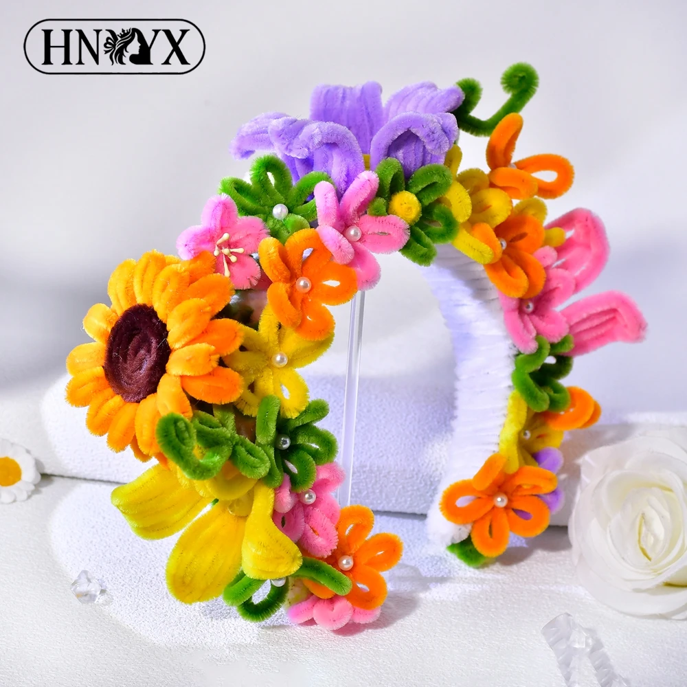 YouLaPan Handmade Multicolor Flower Headband Cute Mixed Floral Hair Hoop Sweet Women Hair Accessory For Party Vacation A366