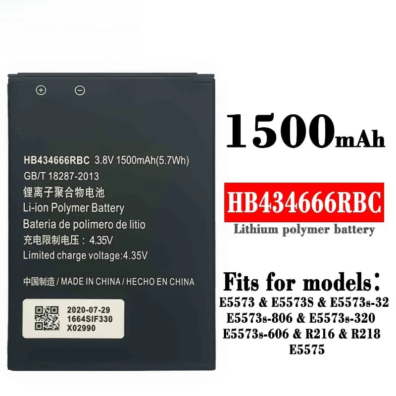 1500mAh Battery HB434666RBC for Huawei Router E5573 E5573S E5573s-32 E5573S-320 E5573s-606 -806 High Capacity 1500mAh