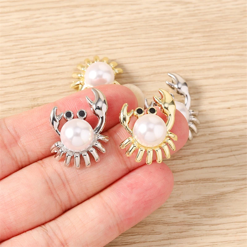 5 Stück 18 x 25 mm niedliche Perlen-Metall-Krabben-Anhänger für die Herstellung von Ohrringen, Halsketten, Armbändern, DIY-Handwerk, Schmuckzubehör – Detail 3