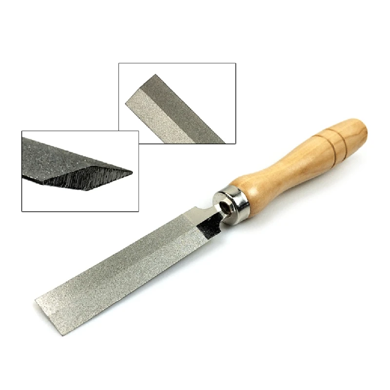 3 inches Diamond Rhombic File Wooden Handle Metal Diamond  Carving Tool