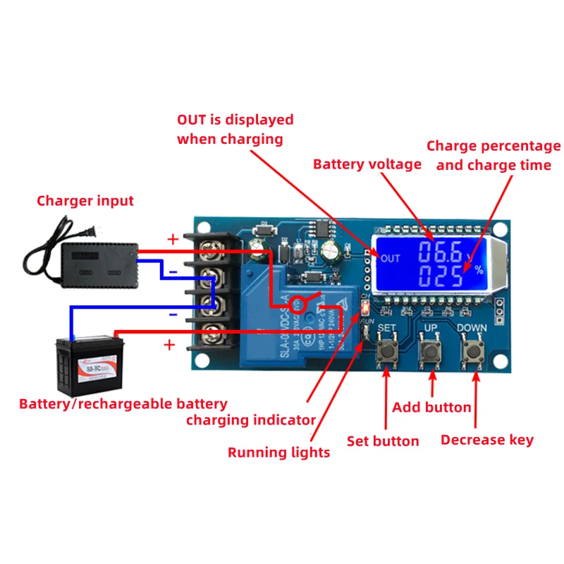 DC6-60v 30A Lagerung Batterie Lade Control Module Power Off Überladung Schutz Bord Ladegerät Zeit Schalter LCD DisplayXY-L30A