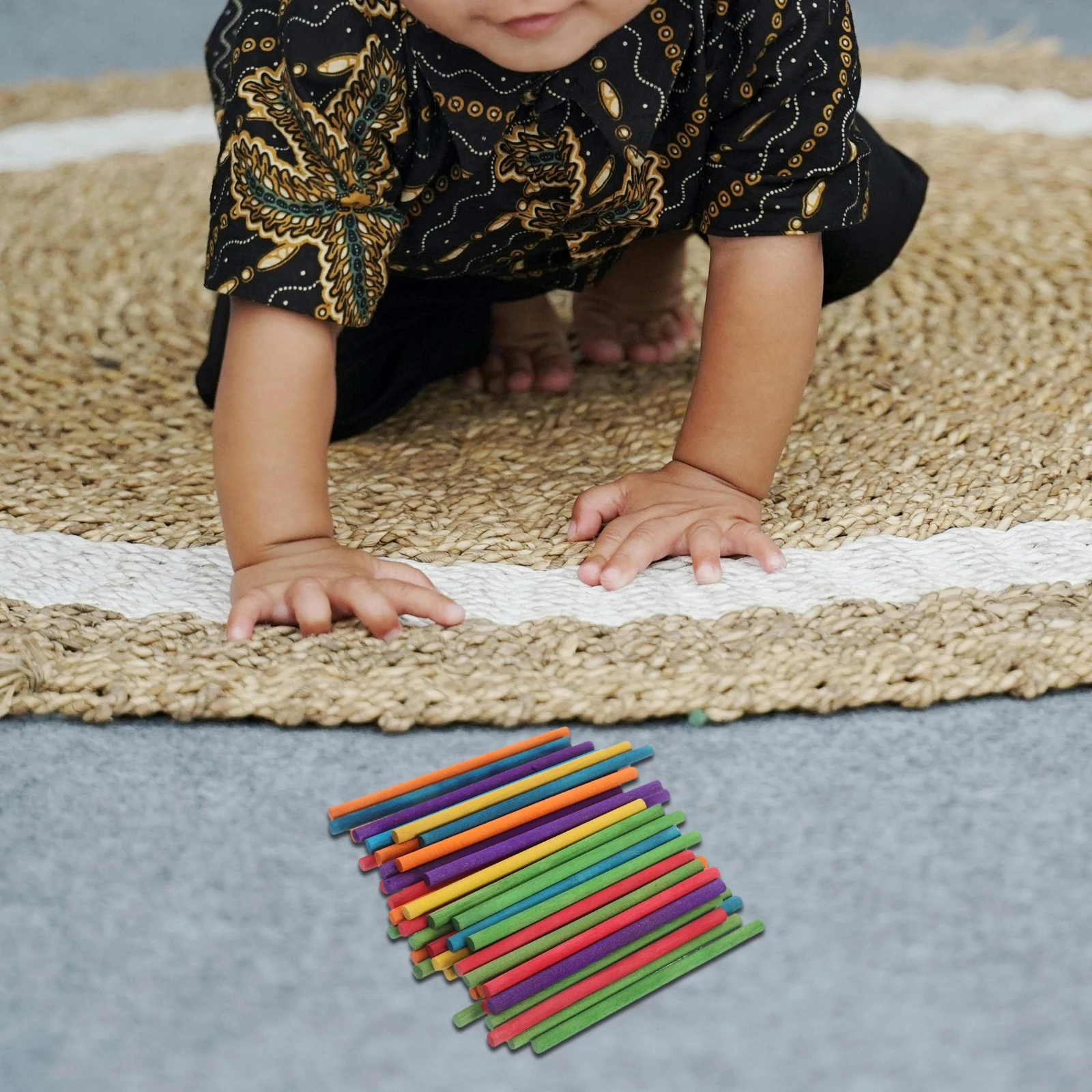 

50pcs Colorful Wooden Sticks Bulk Hardwood Musical Instruments Kids Toys Craft Dowels Rhythm Percussion Preschool