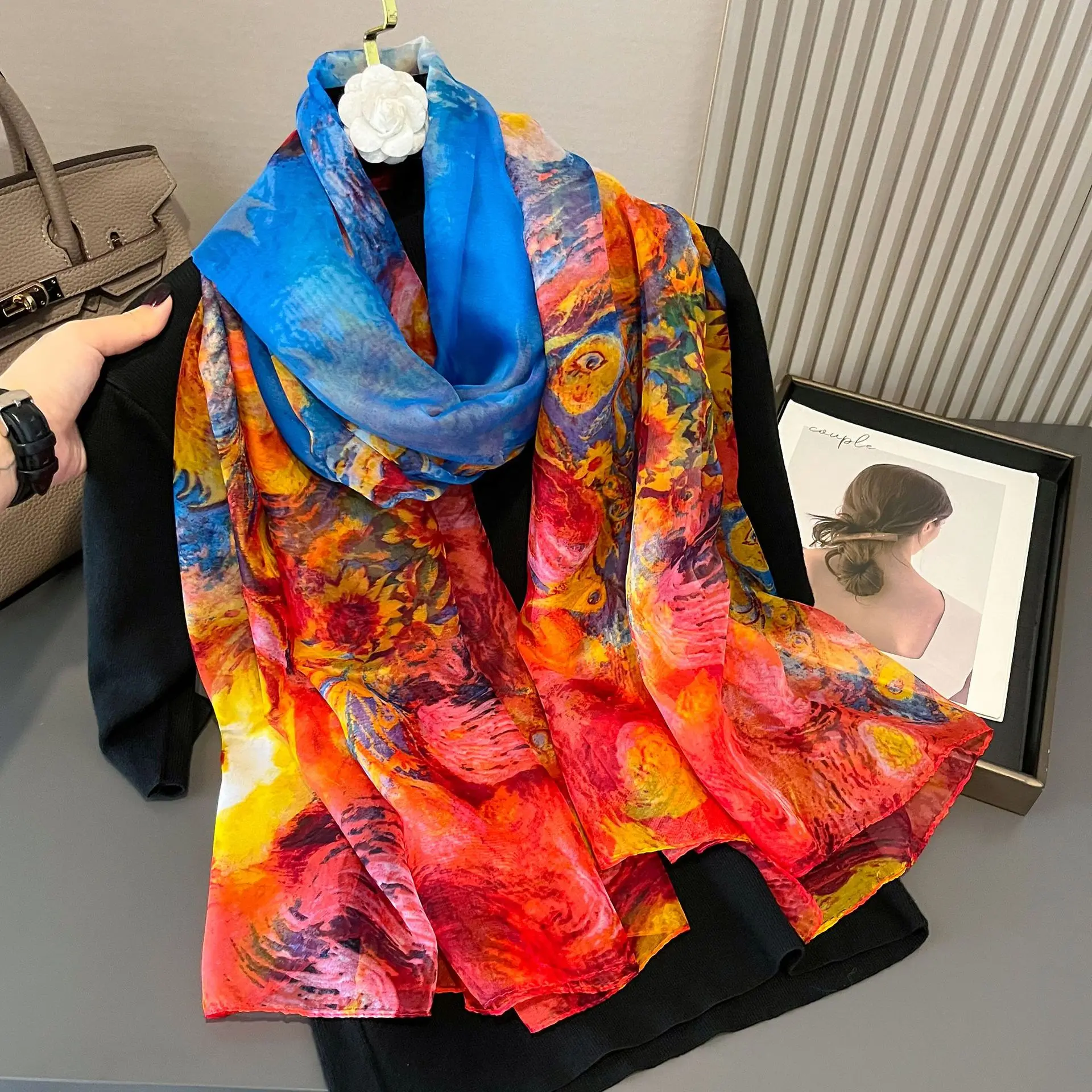 Silk Scarf Fashion Neck Oversize Foulard Female Headbanda Luxury Hijab Women Warm Pashmina Scarves Echarpe Shawl Large Wrap