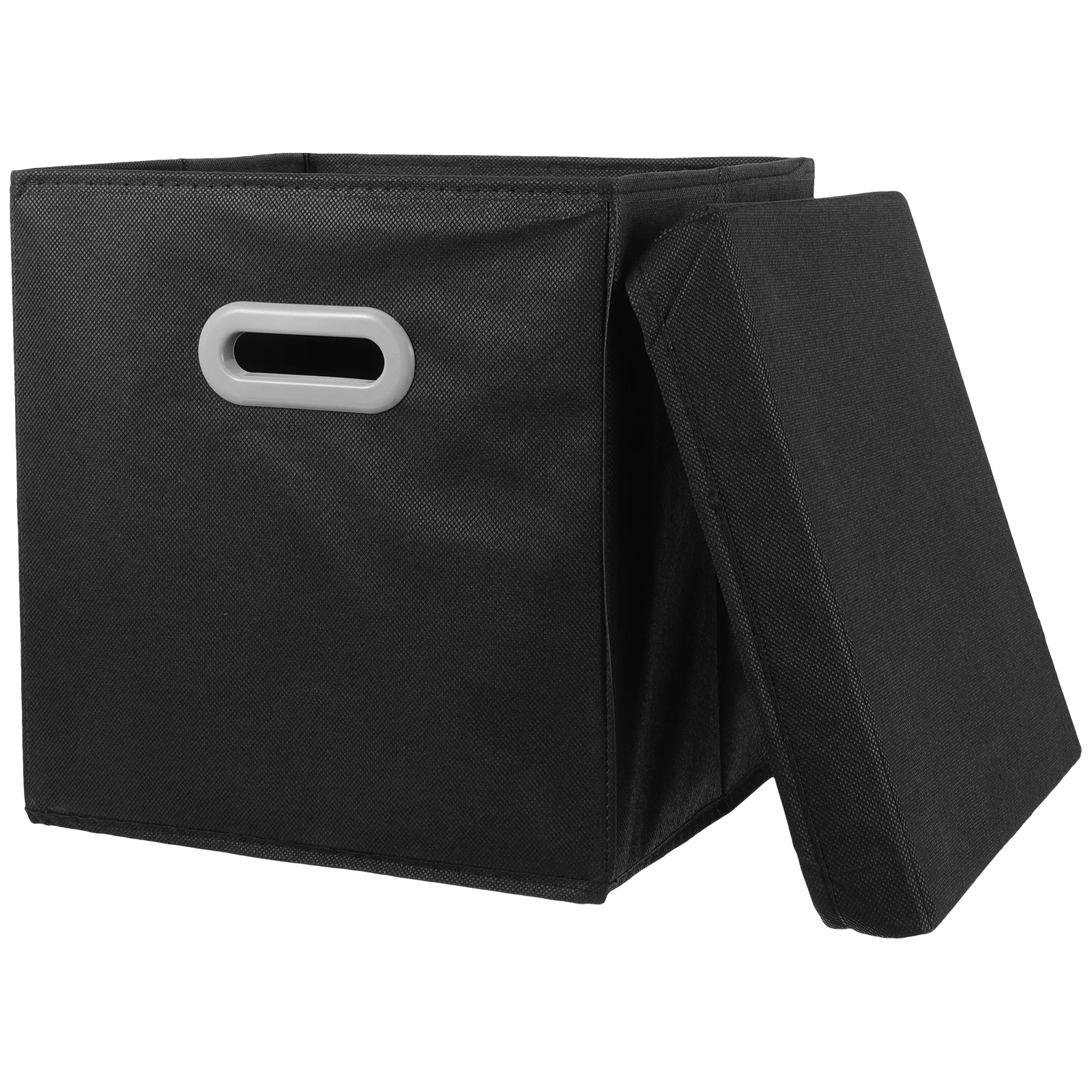 

Foldable Storage Box With Lid Fabric Plastic Material Clothes Books Toys ganizer Black Bedroom Container Boxes