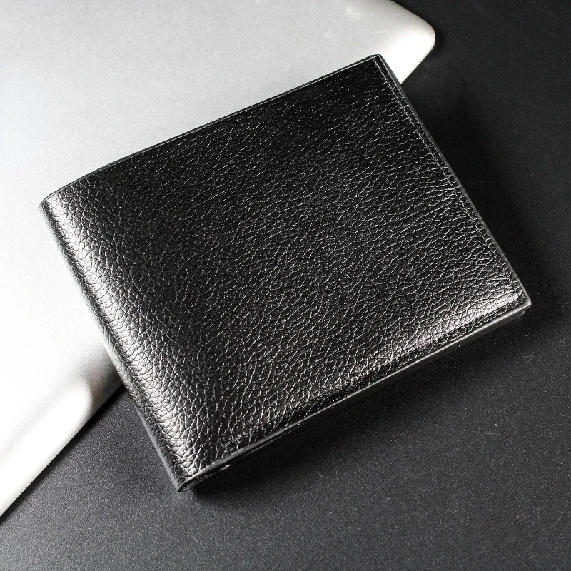 

2024 New Pu Leather Lychee Grain Mini Credit Card Wallet Men's Card Case Men's Short Bill Card Case Ultra-thin Soft Wallet