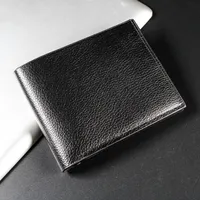 2024 New  Pu Leather Lychee Grain Mini Credit Card Wallet Men's Card Case Men's Short Bill Card Case Ultra-thin Soft Wallet