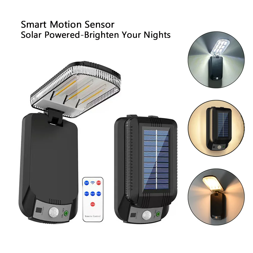 

2pcs Solar Outdoor Wall Light | Garden Induction Lamp | Waterproof Flip Cover Lamp | Remote Control Lamp for Porch