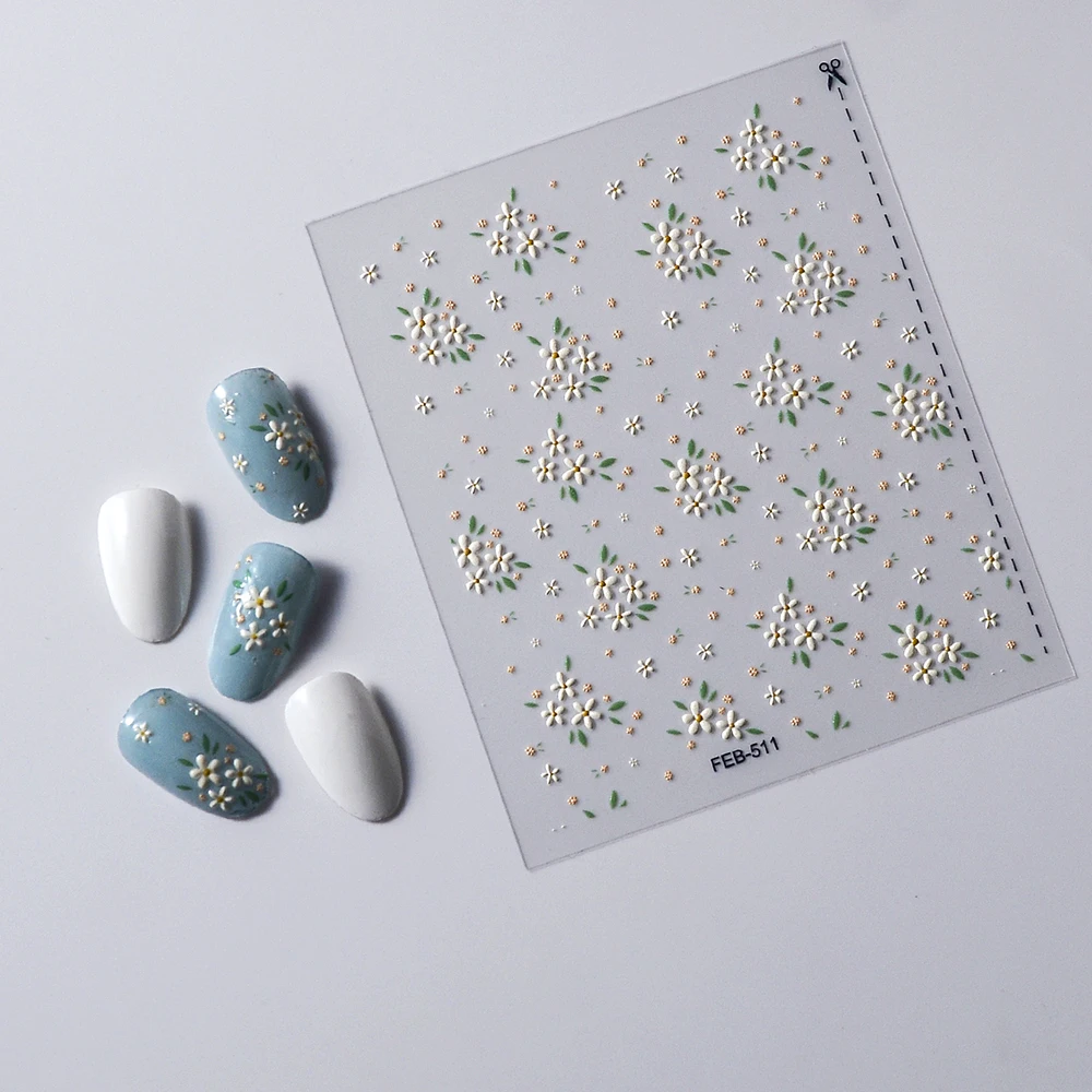 1PCS 5D Cool Colorful Small Flower Nail Stickers Nail Art Accessorie Bold Petal Themed Portable Versatile Quick-drying Stickers