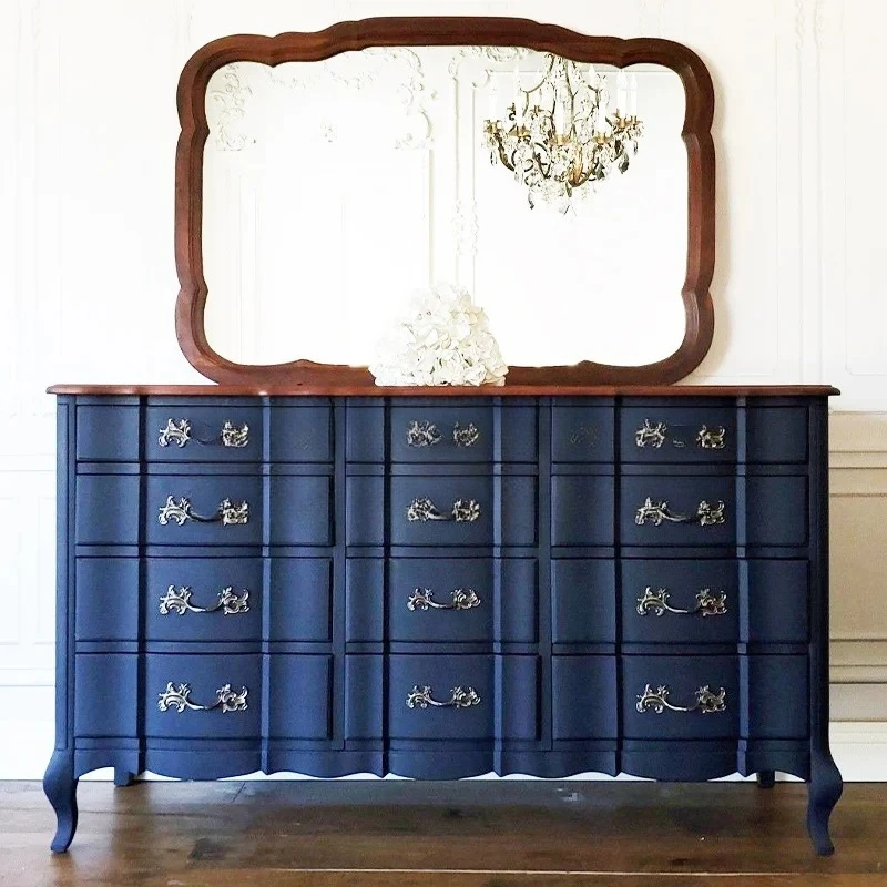 

French retro solid wood chest decorative cabinet living room wall storage cabinet