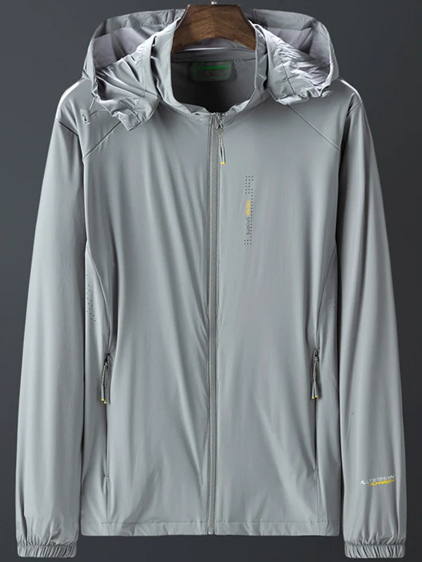 

Ultra-Thin Breathable Outdoor Fiing UV Protection plus Size Ice Silk Jaet Men's Skin-Clothing Stand Fit Summer Jaet