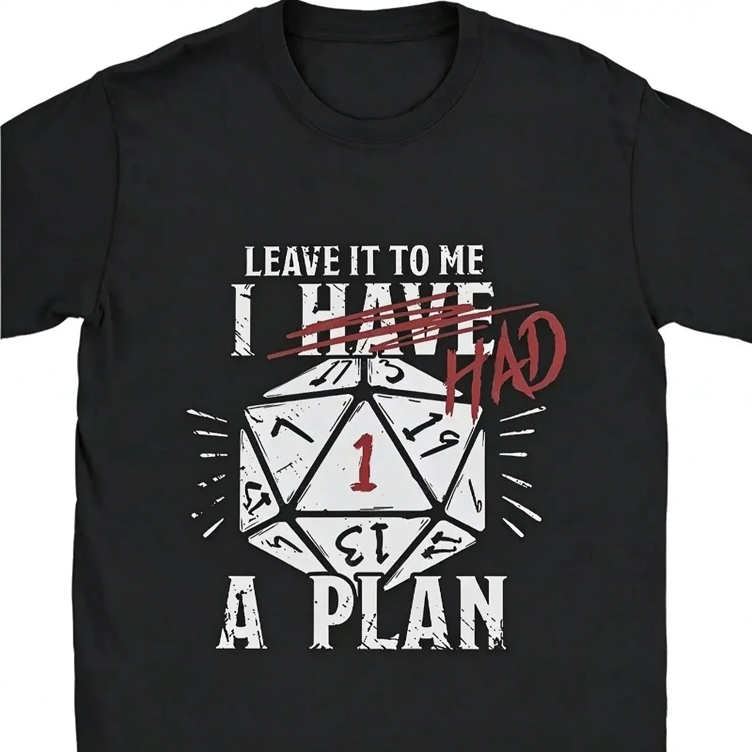 2026 Men's D20 Dice Tabletop RPG T-Shirt Leave It To Me I Have A Plan Casual Gamer Tee Short Sleeve Gift Dungeons & Dragons Fans