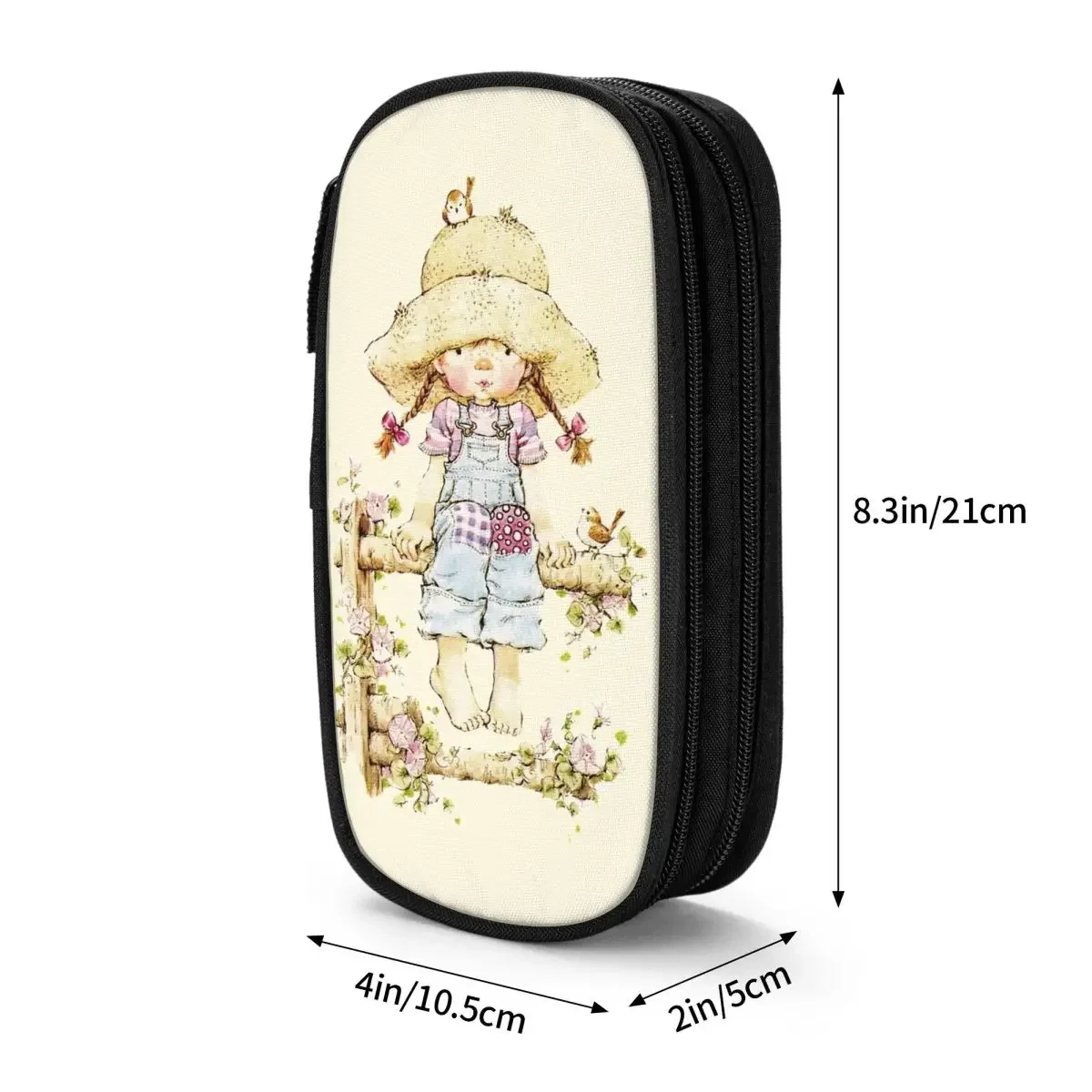 Sarah Kay Girl Sitting On A Fence With Birds Merch Pencil Case Large Capacity For School  Box Birthday Gift