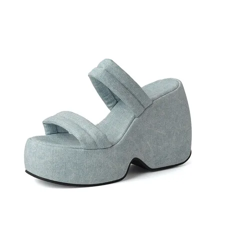 

Lady Slippers Women Sandals Open Toe Slip on Wedges Heel 11cm Platform 4.5cm Casual Daily Soft Mules for Female Summer Shoes