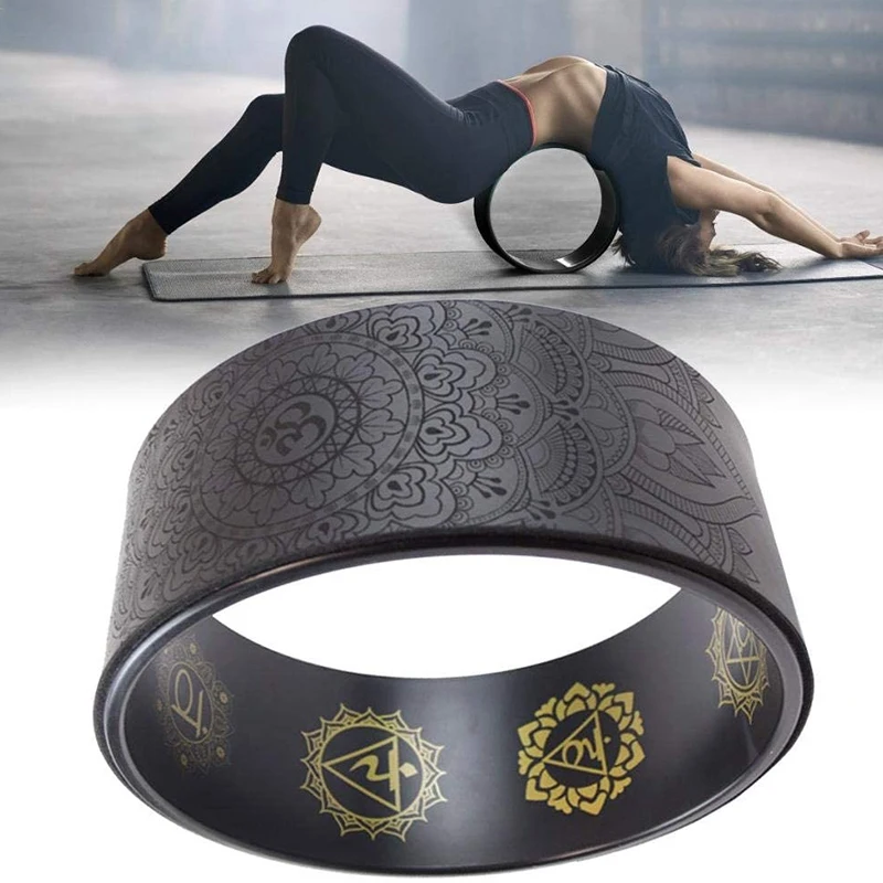 

B72A Yoga Wheel Natural Yoga Auxiliary Wheel Massage Mandala Pattern Wheel Backbend Artifact Pilates Yoga Circle