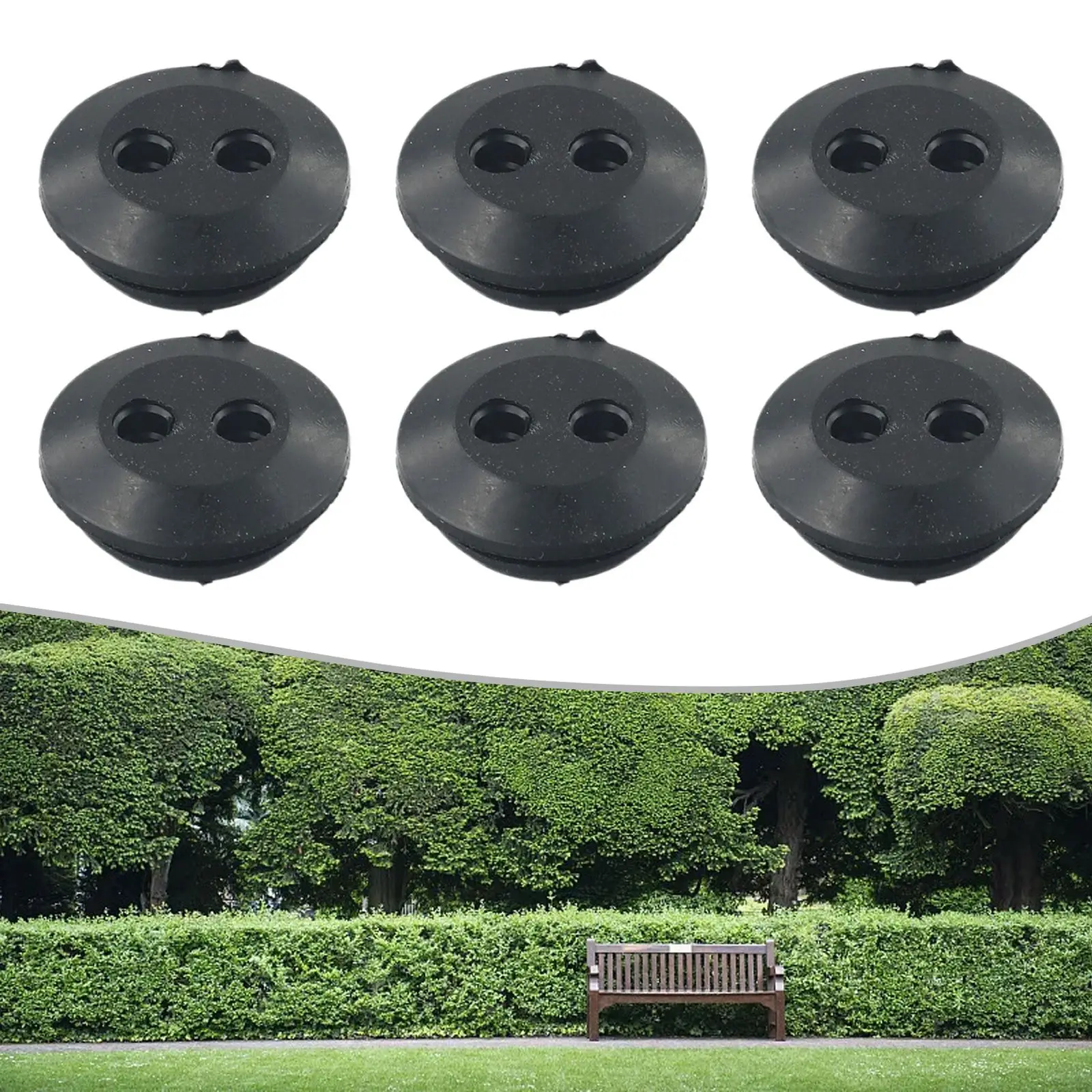 Set of 6 Fuel Tank Seal Grommets Black Rubber with 2 Holes Designed for Hedge Trimmer and Brush Cutter Compatibility