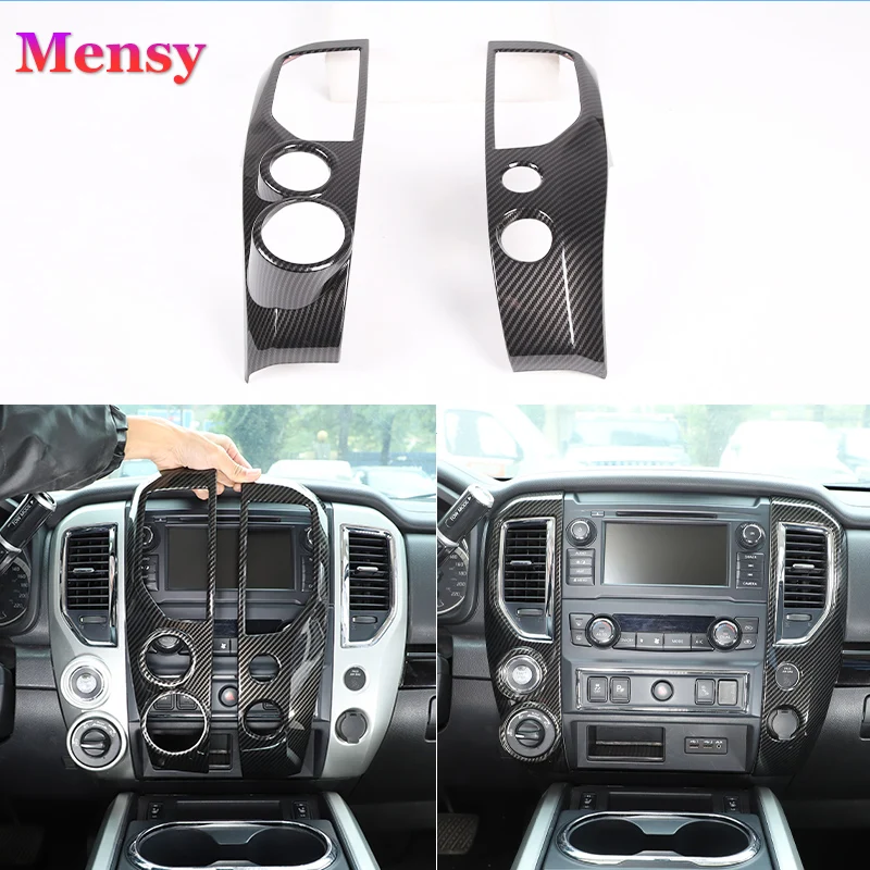 For Nissan Titan 2016-2019 ABS red car styling car center control air outlet frame cover sticker car interior accessories 2pcs