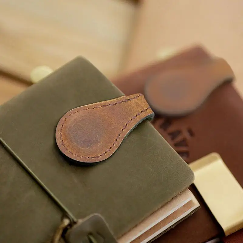 Leather Bookmark Magnetic Retro Leather Magnetic Bookmark Clip Non-Slip Book Marker Clip Corner Page Bookmark Handmade