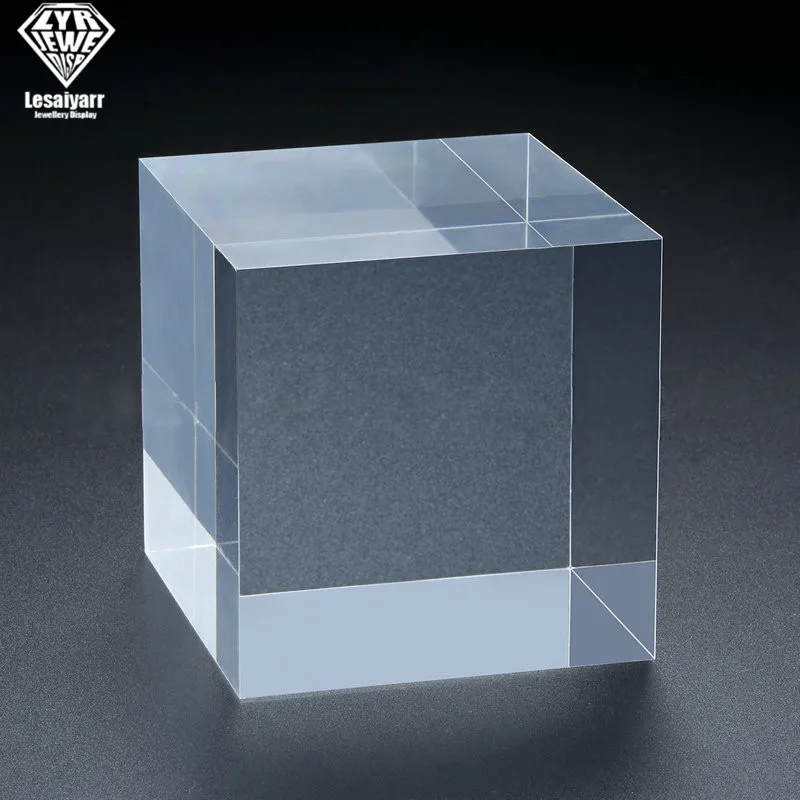 Square Acrylic Solid Display Photography Props Cube Riser Pedestal Block Shop Retail Skin Care Cosmetic Jar Jewelry Stand Holder