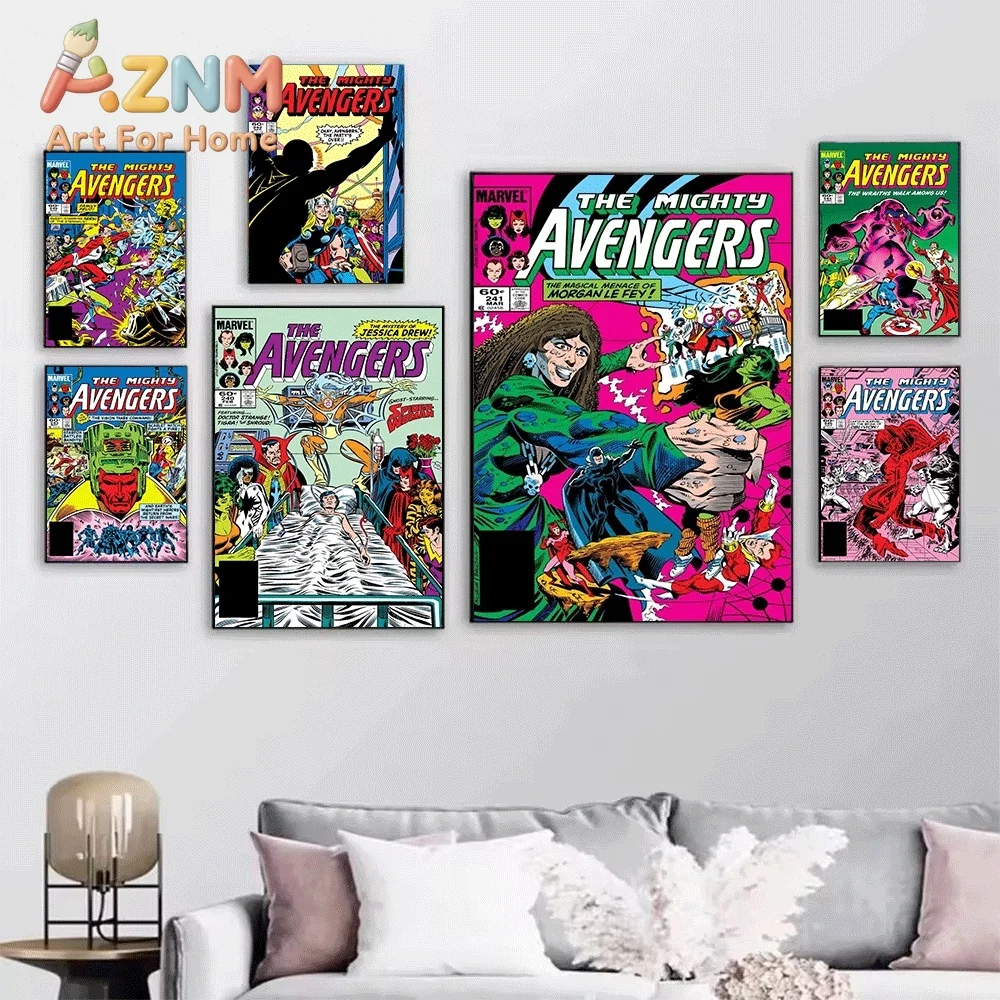 AZNM The Avengers #237 Pandemonium At Project Pegasus Comic Canvas Wall Art No Frame Vintage Superhero Print Poster Home Wall