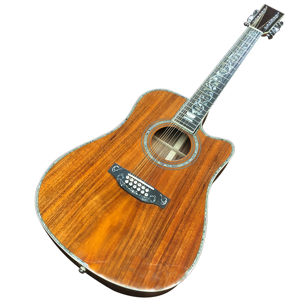 

41 inch KOA wood full solid wood black finger full abalone acoustic wood guitar