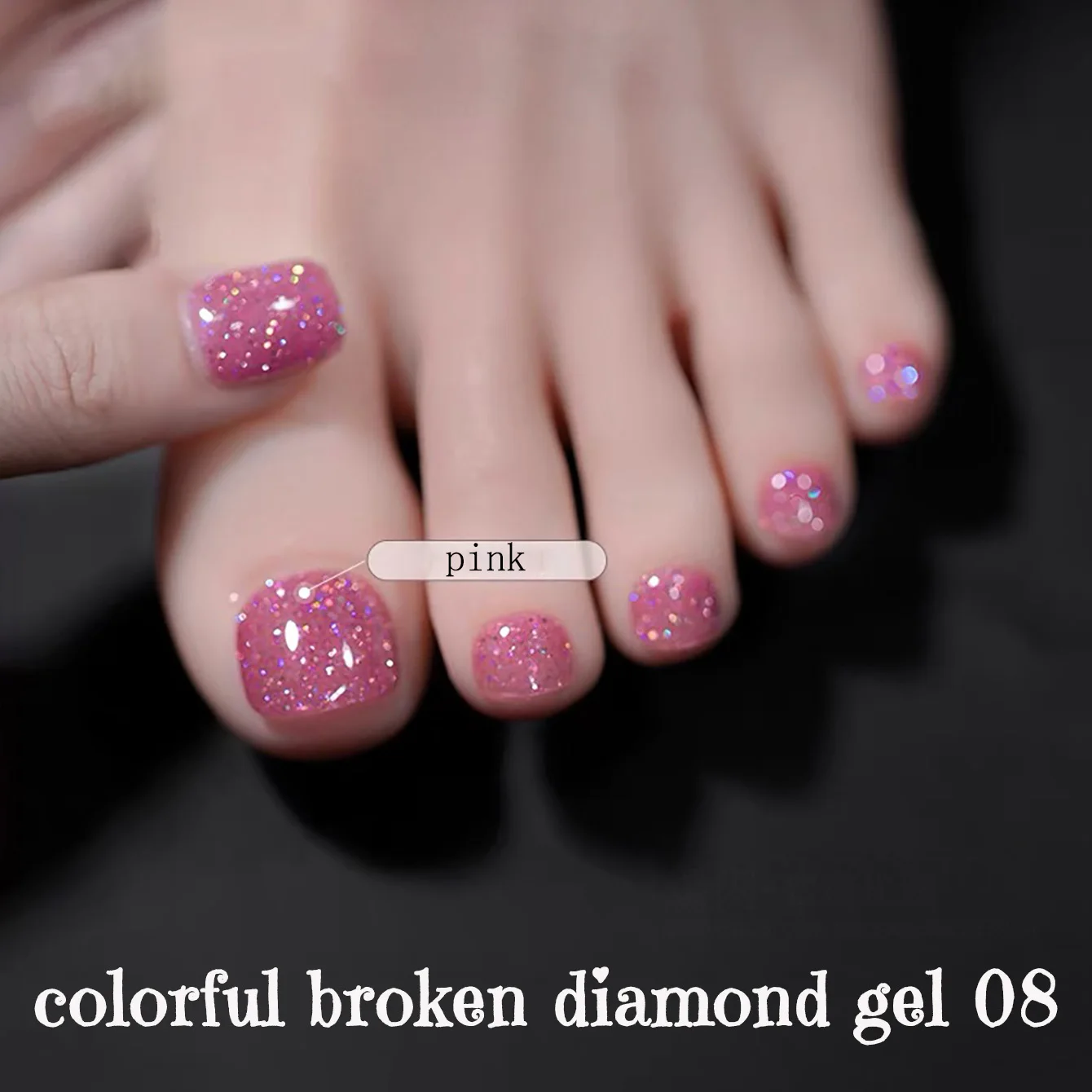 1-8 Stück PSK Glänzender Bunter Gebrochener Diamant Gel-Nagellack 2026 Neu Aufhellender Glitzer Rosa Blau Rot Gel-Nagelkunst Nagelzubehör – Detail 2