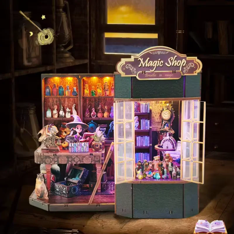 OUZEY Kit d'artisanat de bricolage de mini boutique enchantée - Modèle de magasin fantastique en bois 3D, jouet de construction créatif pour adolescents