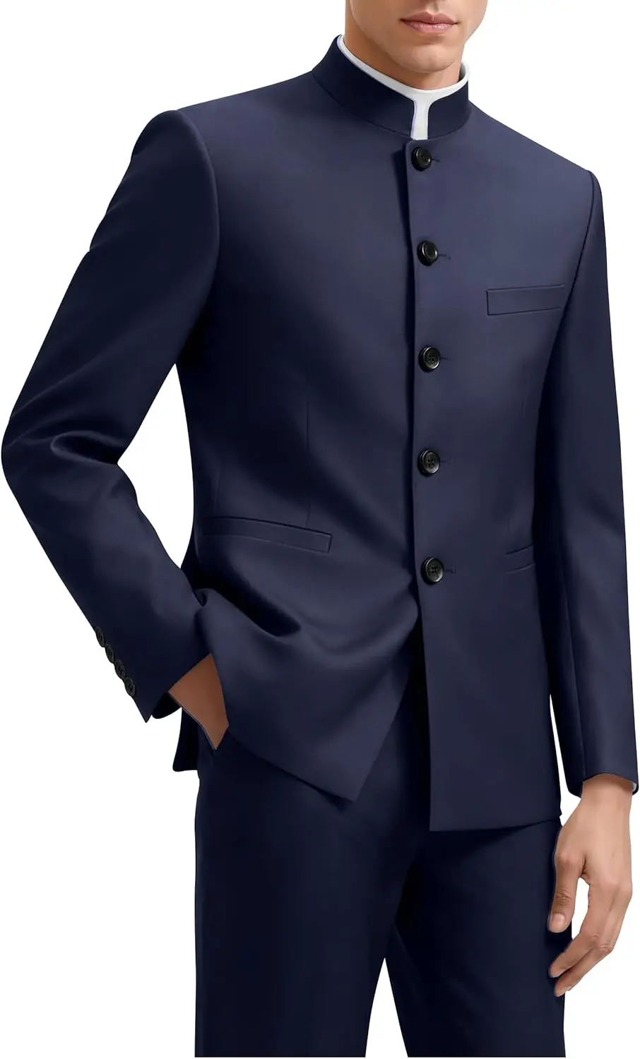 

Chinese Suit for Men 2 Piece Suits Slim Fit Chinese Tunic Suits Stand Collar Weddig Prom Suit Blazer Pants Set