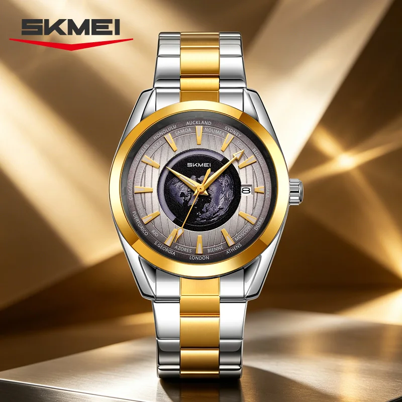 SKMEI 9399 Business Automatic Mechanical Watch For Men Stainless Steel Earth Waterproof Sports Reloj Hombre 2026
