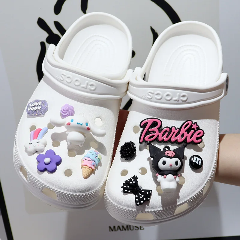 Sanrio Kurumi, accesorios para zapatos con agujeros adaptados, hebilla para zapatos diy, hebilla decorativa de dibujos animados, conjunto de accesorios para flores