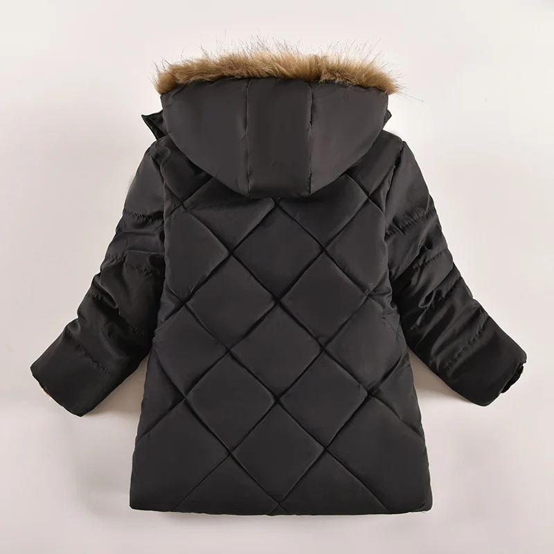 Autumn Winter Girls Jacket Keep Warm Hooded Fashion Windproof Outerwear Thickened Hooded Cotton Coat 3-8 Years Old Kids Clothes