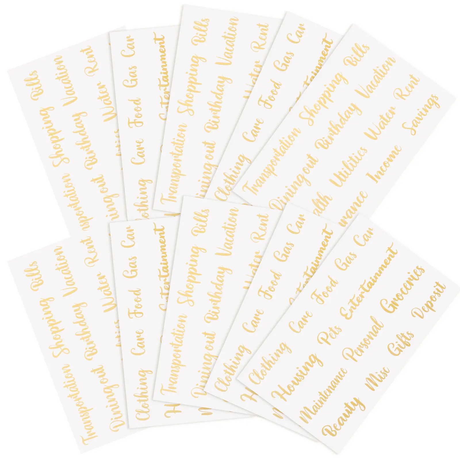 

10 Sheets Gold Letter Sticker Labels for Budget Tracking Cash Envelope Organizer Classifying Portable Label Stickers Home