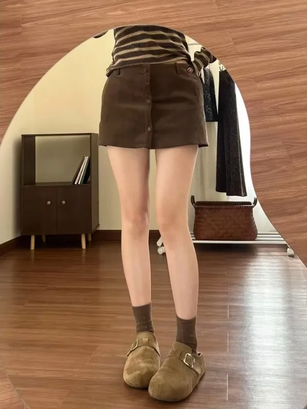 

Новая осенне-зимняя короткая юбка А-силуэта больших размеров в стиле ретро, очень милая, облегающая, из вельвета, в корейском стиле