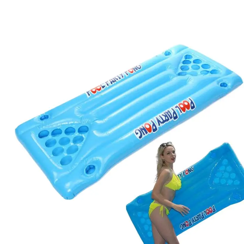 

Inflatable Pong Table Floating Pingpong Air Mattress Beer Inflatable Pong Table Lounge Floating Raft Toys for Adults Party