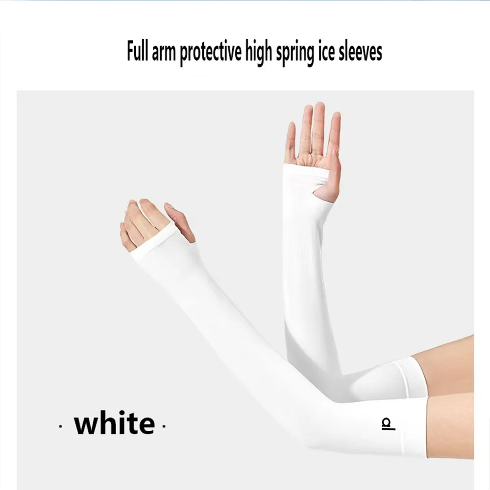 1 paio di maniche per dita estive, fresche da indossare, gomito ad alta elasticità, primavera, equitazione all'aperto, pesca senza dita, seta ghiacciata personalizzata