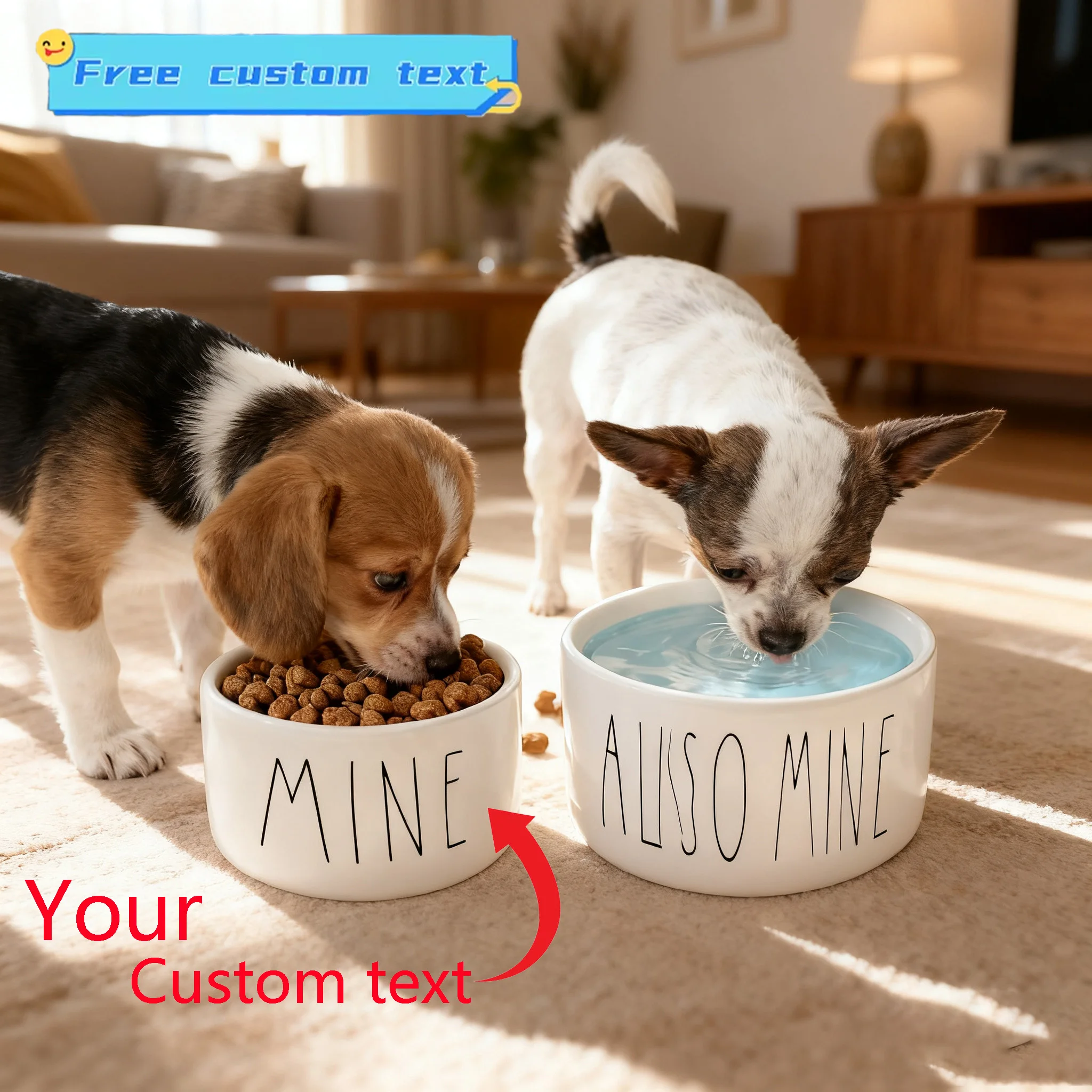 

Customized Ceramic Round Pet Food Bowl Easy to Clean Customized high-end Fashion Ceramic Pet Feeding Bowl and Waterer