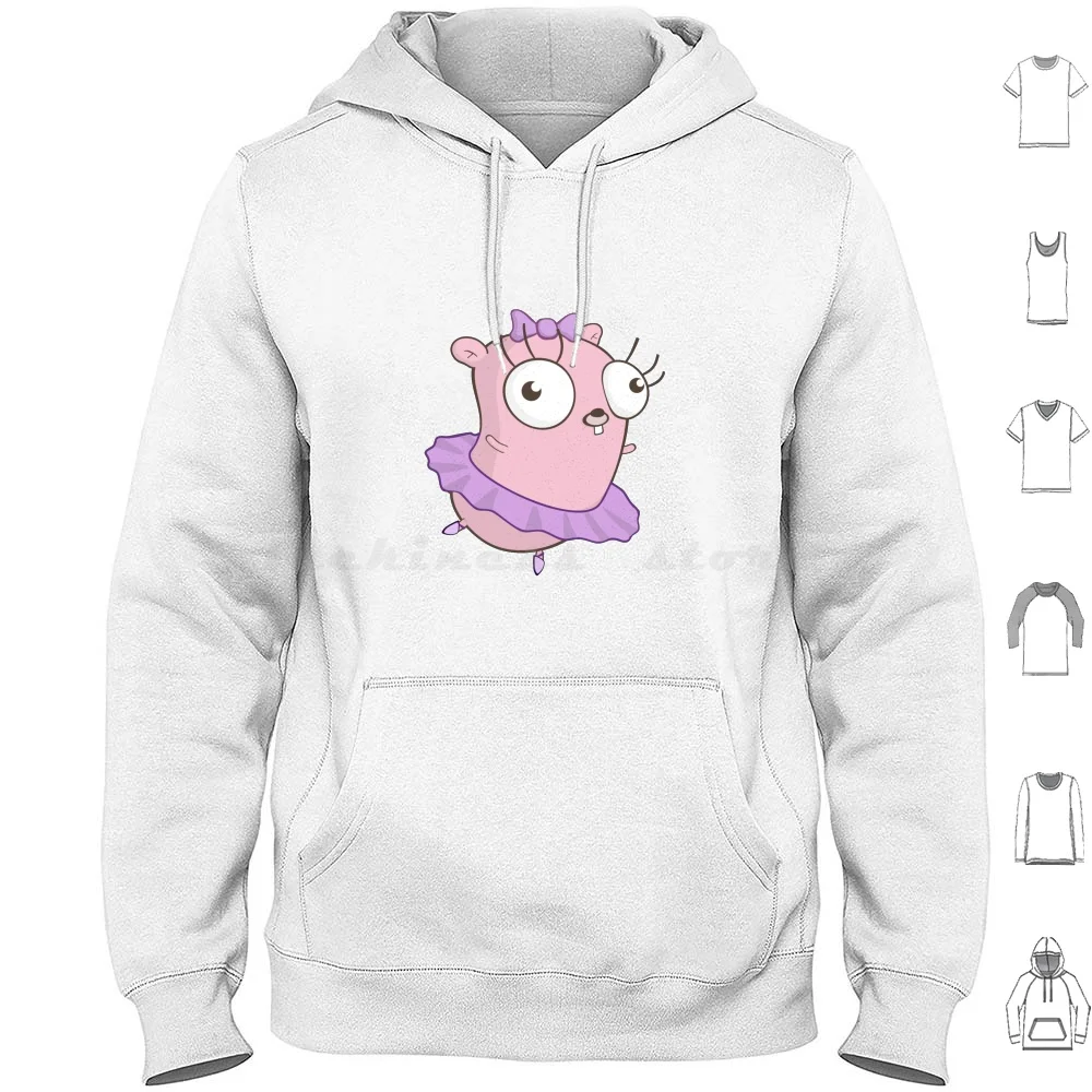 The Golang Mascot : Ballet Hoodie cotton Long Sleeve Go Backend Golang Golang Logo Go Scripting Go Language Go Programming